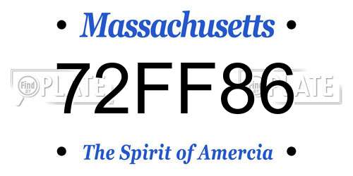 72FF86 Massachusetts License Plate