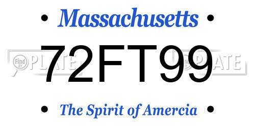 72FT99 Massachusetts License Plate