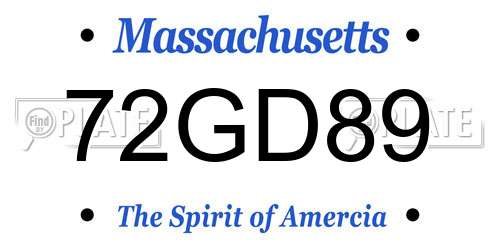 72GD89 Massachusetts License Plate
