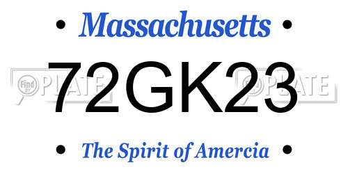 72GK23 Massachusetts License Plate