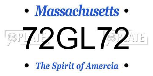 72GL72 Massachusetts License Plate