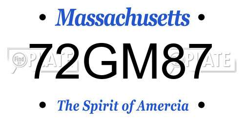 72GM87 Massachusetts License Plate