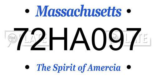 72HA097 Massachusetts License Plate