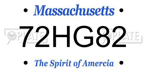 72HG82 Massachusetts License Plate