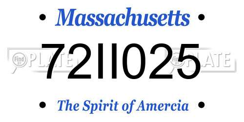 72II025 Massachusetts License Plate