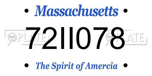 72II078 Massachusetts License Plate
