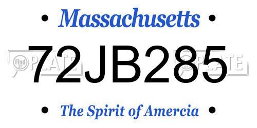 72JB285 Massachusetts License Plate