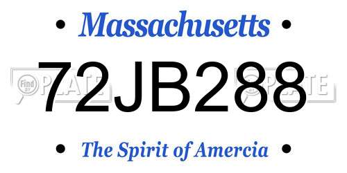 72JB288 Massachusetts License Plate