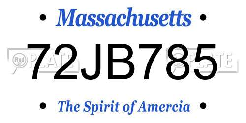 72JB785 Massachusetts License Plate