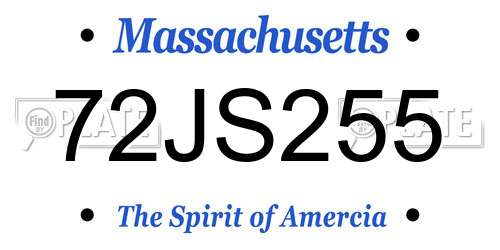 72JS255 Massachusetts License Plate