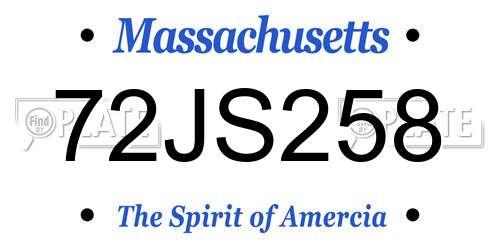 72JS258 Massachusetts License Plate