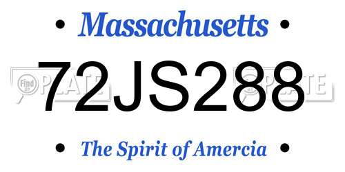 72JS288 Massachusetts License Plate