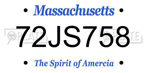 72JS758 Massachusetts License Plate