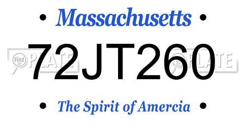 72JT260 Massachusetts License Plate
