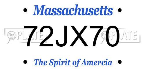 72JX70 Massachusetts License Plate
