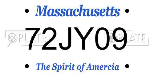 72JY09 Massachusetts License Plate