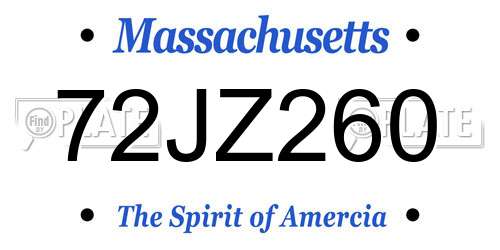 72JZ260 Massachusetts License Plate