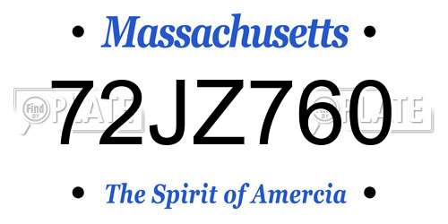 72JZ760 Massachusetts License Plate