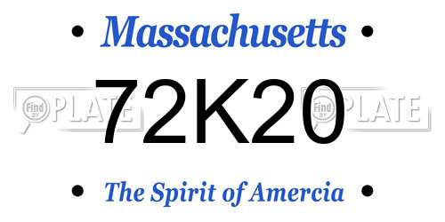 72K20 Massachusetts License Plate