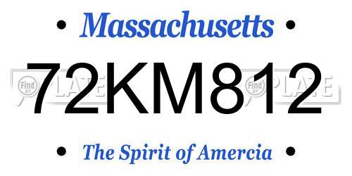 72KM812 Massachusetts License Plate
