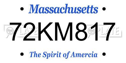 72KM817 Massachusetts License Plate