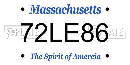 72LE86 Massachusetts License Plate