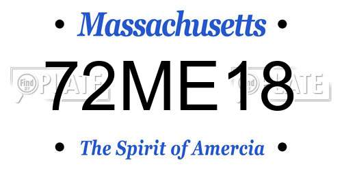 72ME18 Massachusetts License Plate
