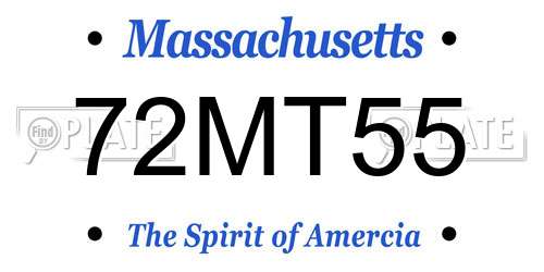 72MT55 Massachusetts License Plate