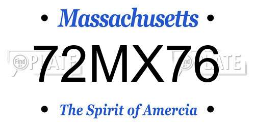 72MX76 Massachusetts License Plate