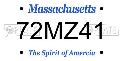72MZ41 Massachusetts License Plate