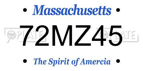 72MZ45 Massachusetts License Plate