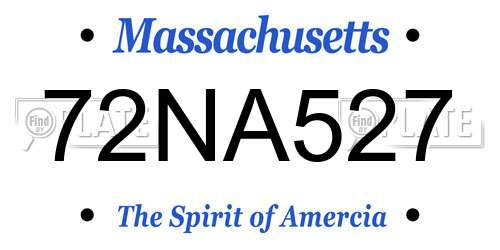 72NA527 Massachusetts License Plate