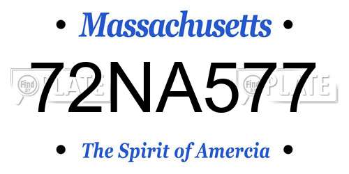 72NA577 Massachusetts License Plate