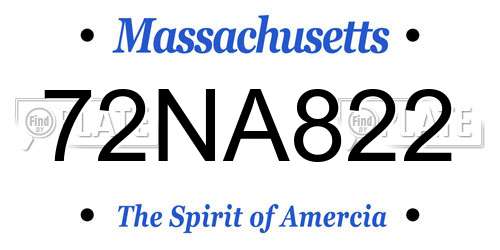 72NA822 Massachusetts License Plate