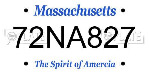 72NA827 Massachusetts License Plate