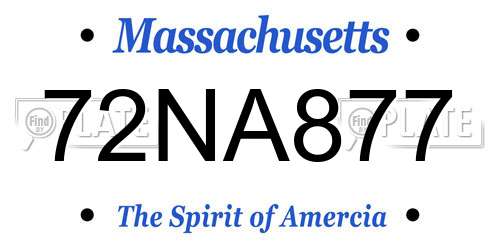 72NA877 Massachusetts License Plate