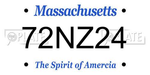 72NZ24 Massachusetts License Plate