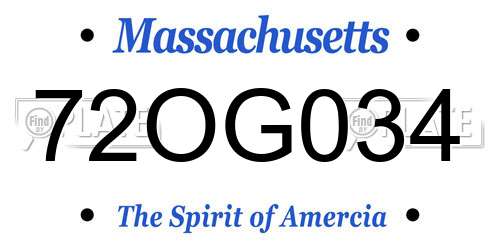 72OG034 Massachusetts License Plate