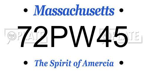 72PW45 Massachusetts License Plate