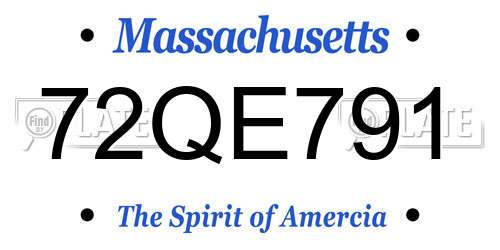 72QE791 Massachusetts License Plate