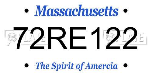 72RE122 Massachusetts License Plate