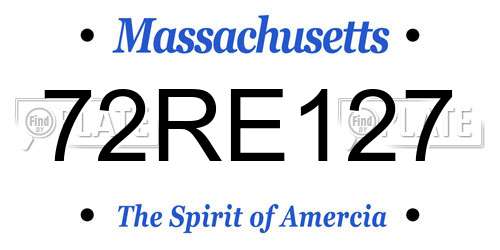 72RE127 Massachusetts License Plate