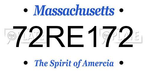 72RE172 Massachusetts License Plate