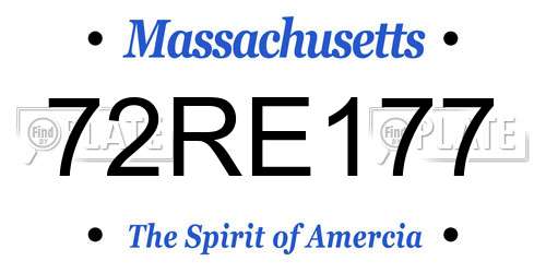 72RE177 Massachusetts License Plate