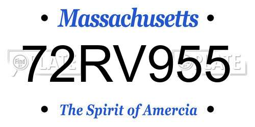 72RV955 Massachusetts License Plate