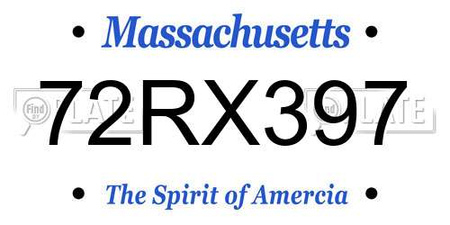72RX397 Massachusetts License Plate