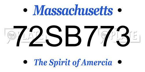 72SB773 Massachusetts License Plate
