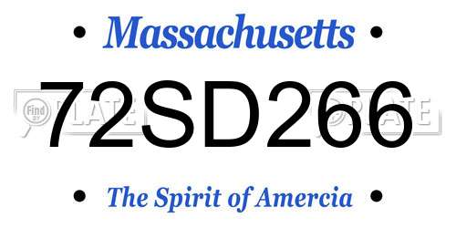 72SD266 Massachusetts License Plate