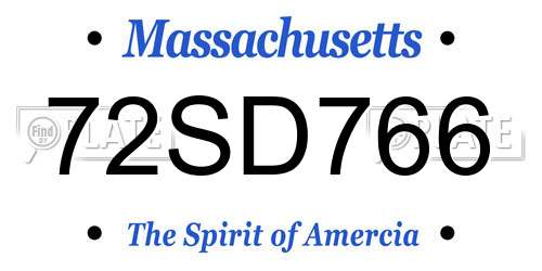 72SD766 Massachusetts License Plate