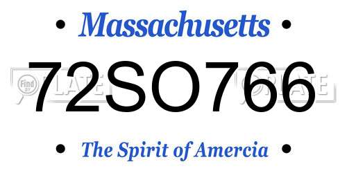 72SO766 Massachusetts License Plate